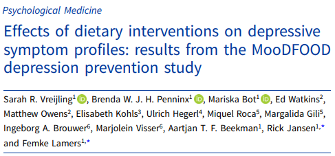 PsychRes's tweet photo. @SarahVreijling finds food-related behavioral #interventions to be most beneficial for somatic and energy-related symptoms of #depression, while multi-nutrient supplements did not reduce any symptom profiles of depression. #PERCIM @EU_MooDFOOD https://t.co/5iIracLiIt https://t.co/0V5Tcnfon1