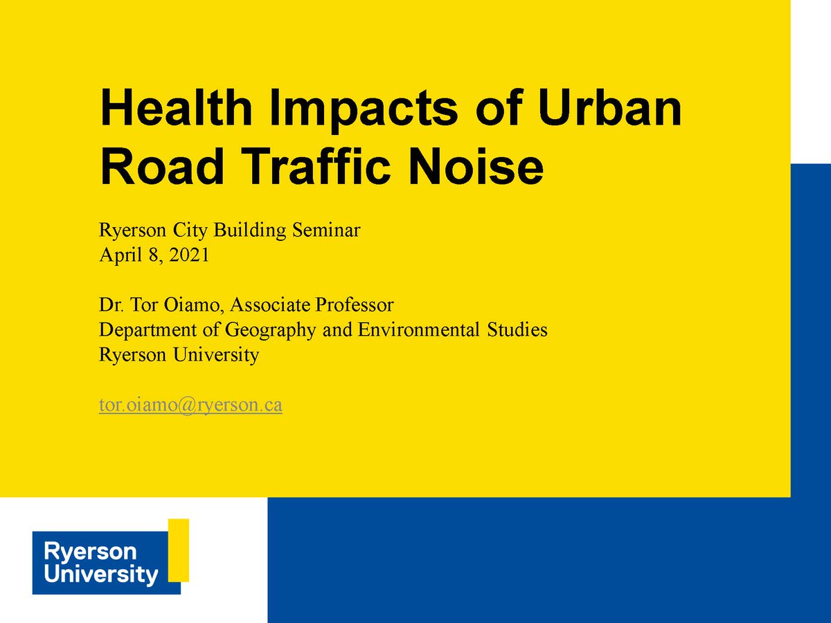 Getting started in 10 minutes, a conversation w/  @Torsalias about road traffic noise and how it affects our health. Want to join in? Here's the link to register:  https://www.ryerson.ca/city-building/events/2021/04/health-impacts-road-traffic-noise/