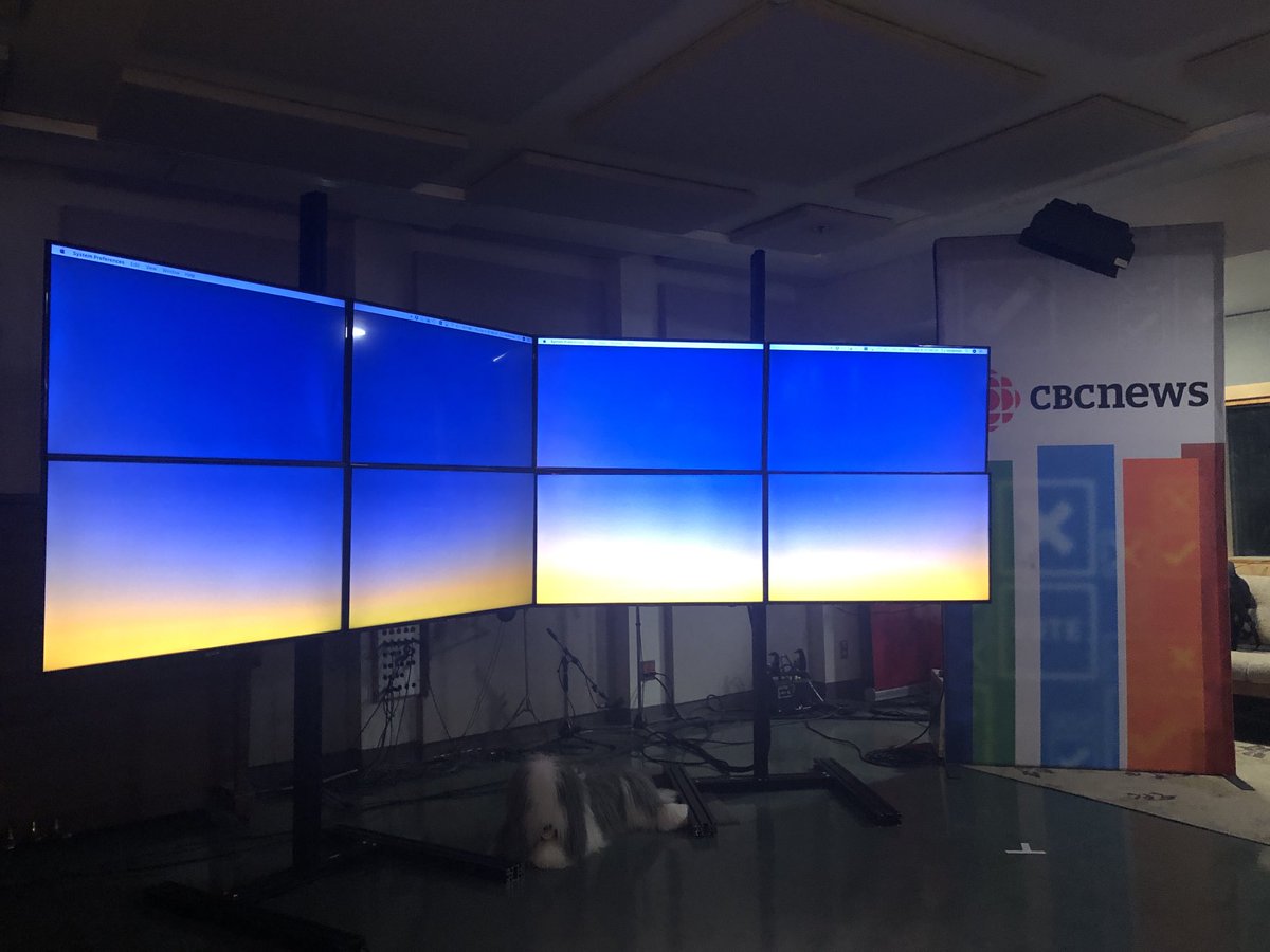 ElynJonesCBC's tweet photo. Our very own sunrise here in Studio A at CBC Yukon.... getting ready for territorial election night coverage on Monday after polls close on CBC radio, TV, https://t.co/OAZq5uTPyB &amp; CBC Yukon facebook @cbcnorth #yukonvotes2021 https://t.co/JuwisLs2T6