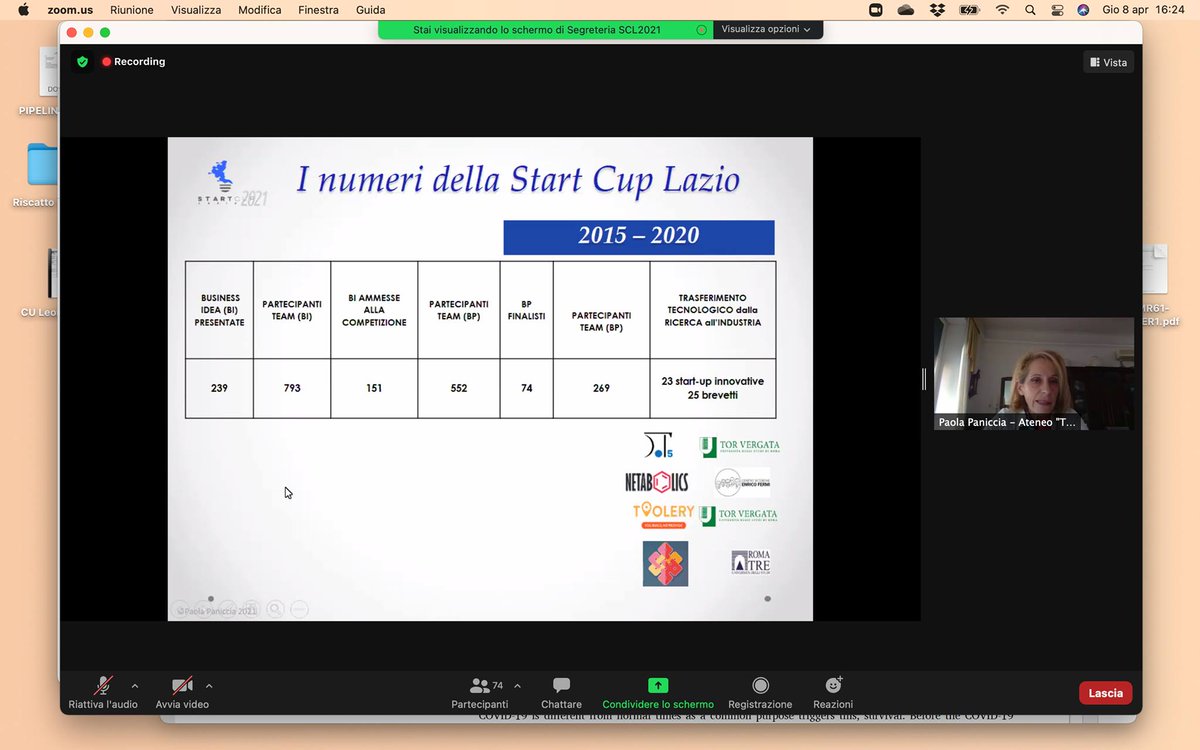 startcuplazio's tweet photo. Presentazione del #Bando Start Cup Lazio 2021 con la Prof.ssa P.Paniccia e la Dott.ssa S.Baiocco per @unitorvergata, il Dottor F.Mazzocco per @intesasanpaolo e la Dott.ssa F.Calenne per @LazioInnova 
Più di 80 partecipanti
Inizia così la VII Edizione della SCL 2021 https://t.co/pfInuFyYAr