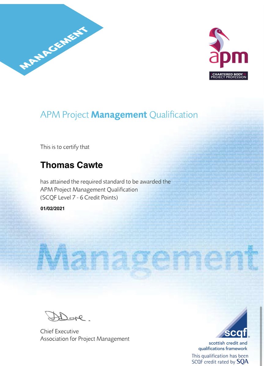 PeterMarsh_PMC's tweet photo. Congratulations to our Assistant Project Manager ⁦@TomCawte14⁩ for passing your ⁦@APMProjectMgmt⁩ PMQ with flying colours #cpd #deadchuffed #makingadifference ⁦@michaeljgaston⁩ https://t.co/QsFN31gc5u