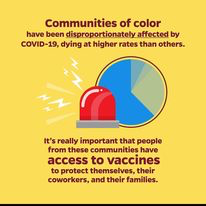 This is particularly important in at risk and underserved communities of color who may be at risk, lack the resources to get vaccinated or have vaccine hesitancy.