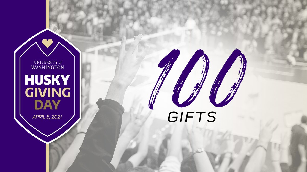 UWAthletics's tweet photo. 🚨 #HuskyGivingDay Milestone 🚨

Starting the day off strong thanks to YOU! We've already hit our first milestone for the day – 100 gifts! Can we get to 500?

» https://t.co/b9YDFgZiDn https://t.co/W23B5ecm8z