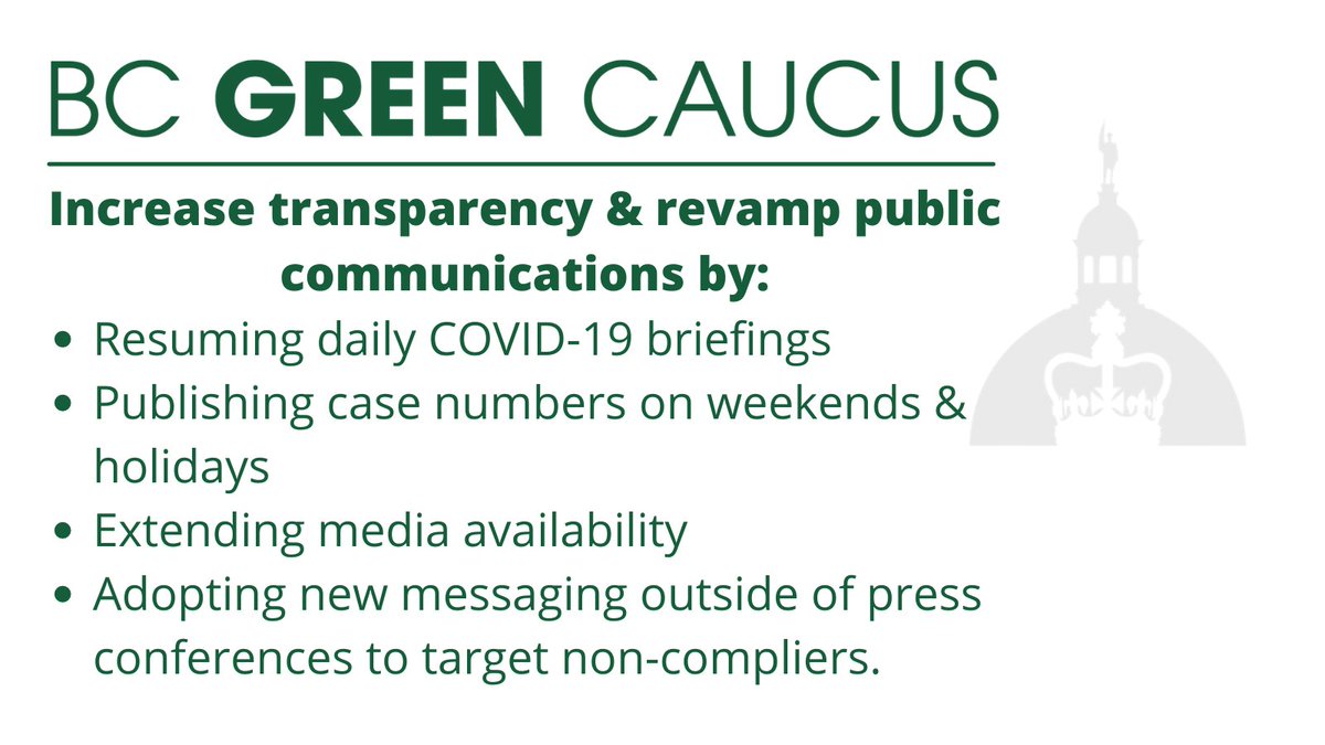 The  @bcgreencaucus is calling on government to urgently adopt the following measures. 6/6  #bcpoli  #COVID19BC  #bced  #COVID19