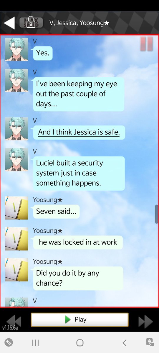 You know, despite Yoosung being the most gullible, he is the least susceptible to V's lies. I forgot at this point 7 said he was locked in at work (despite making the time to prank Yoosung).