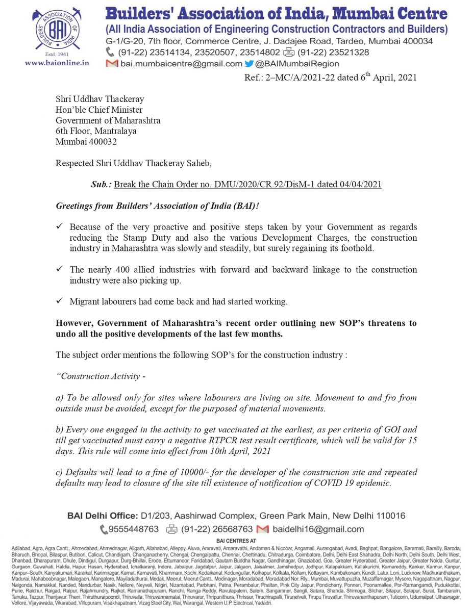 Builders' Association of India, Mumbai Centre tweet media