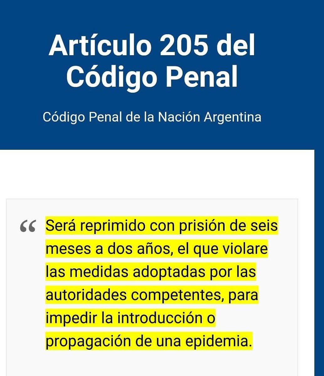 BeaDixit's tweet photo. La pena prevista en el Código Penal para quien obstaculice medidas de la autoridad sanitaria en pandemia. https://t.co/K2oTxmsHIn