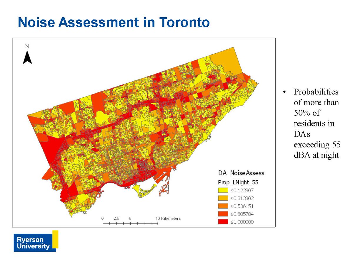 There's an equity and environmental justice component to this research. Lowest income quintiles were 11x more likely to have 50% of residents exposed to high levels of noise.  #researchinfocus