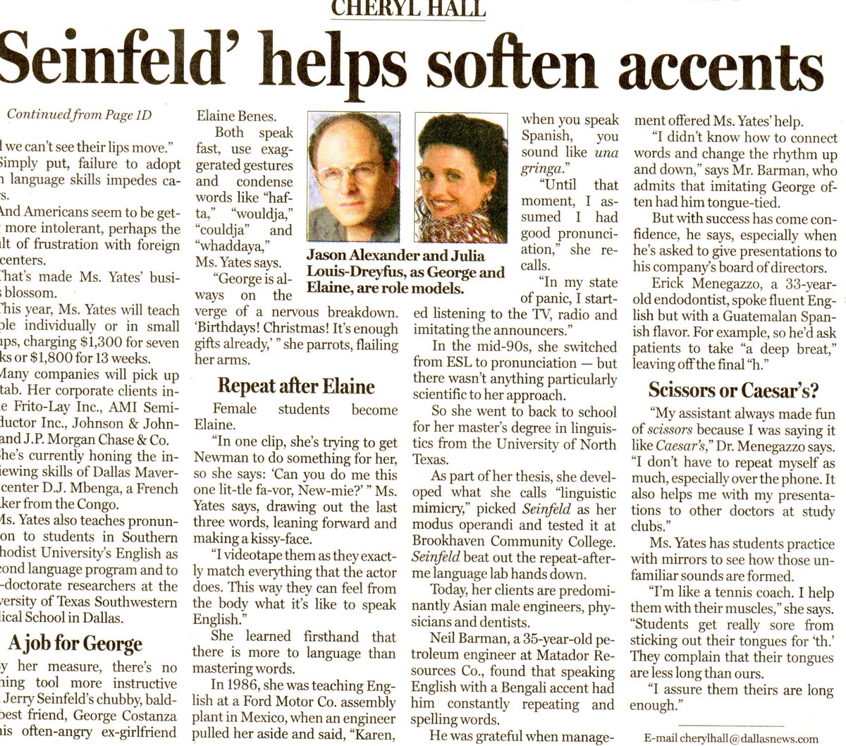#ThrowbackThursday That time we got great press for our accent reduction client. Did you even know accent reduction was a 'thing?' #wedidnt #Dallasnews #accentreduction #publicrelations #PR #innovativeclients #tellyourstory