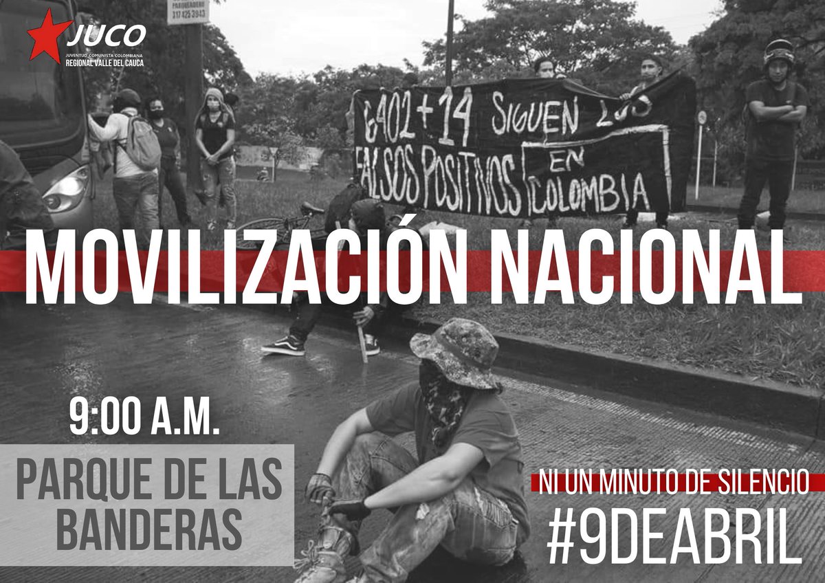 #Atención 🚩

Nos movilizamos por la vida ✊❤️
Nos vemos mañana a las 9:00 a.m. en el Parque de las Banderas ¡Ni un minuto de silencio! 
#ParoNacional 🔥

facebook.com/56758168009549…