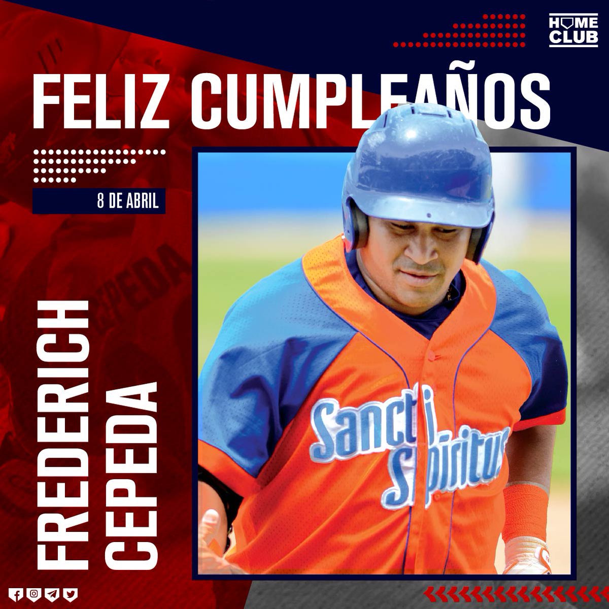 Hoy está de cumpleaños 🎉🎂 el gran Frederich Cepeda ‼️ 
Reconocido jugador no solo dentro de nuestra Serie al frente de sus Gallos, sino como representante de Cuba 🇨🇺 en eventos internacionales 🌐. 

Felicidades a este grande de parte de #HomeClub #LaCasaDelBeisbol