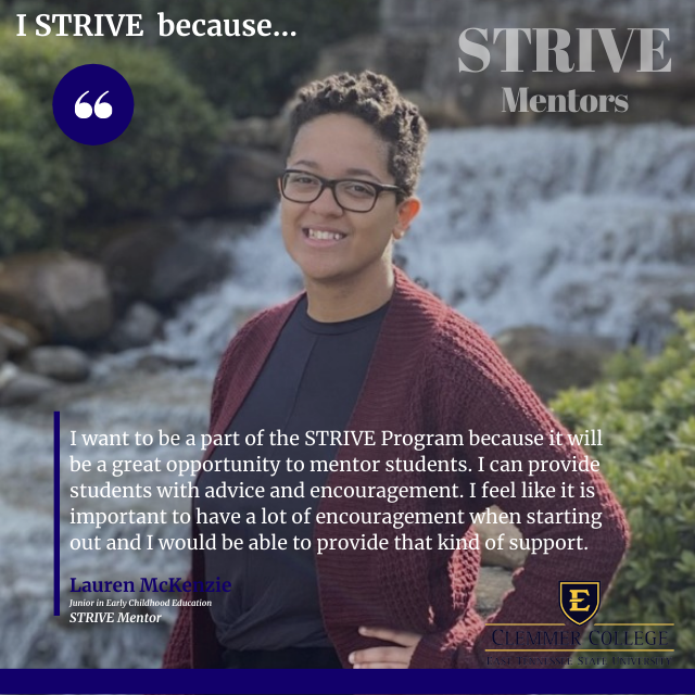 Meet some of our fantastic STRIVE (Students Teaching and Representing Inclusive Values and Excellence) mentors. To apply to join Clemmer College's Student of Color Mentoring Program, please click the link below: etsuclemmer.iad1.qualtrics.com/jfe/form/SV_cY…