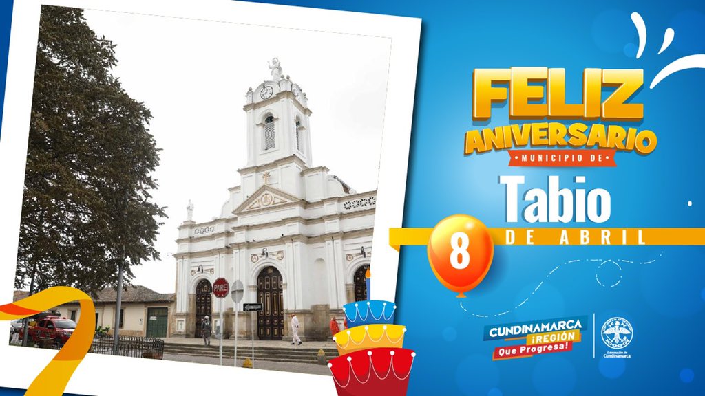 CundinamarcaGob's tweet photo. ¡Feliz cumpleaños Tabio!🥳🎊

Este acogedor municipio ubicado en la provincia de Sabana Centro, cumple hoy 418 años de historia, deseamos a sus habitantes que continúen celebrando muchos más llenos de felicidad, oportunidades y progreso🙌🏼. #Cundinamarca #RegiónQueProgresa https://t.co/VCvQS9ka12