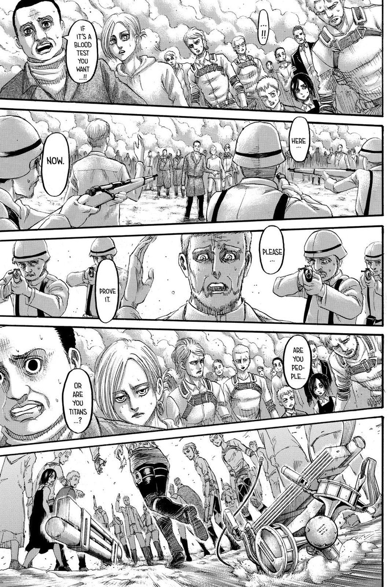 #aot139spoilers I was never invested in this side conflict but I get why it needs to happen to reconcile everything and show that the Eldians are normal now and Armin is taking credit for his death. Ok moving on.