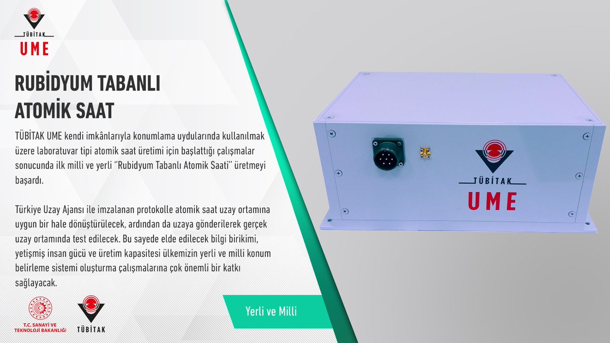 Yerli ve Milli Atomik Saat💣⌛️

TÜBİTAK UME kendi imkânlarıyla konumlama uydularında kullanılmak üzere laboratuvar tipi ilk milli ve yerli ‘’Rubidyum Tabanlı Atomik Saati’’ üretti. 🇹🇷
<a href="/TubitakUME/">TÜBİTAK UME</a>