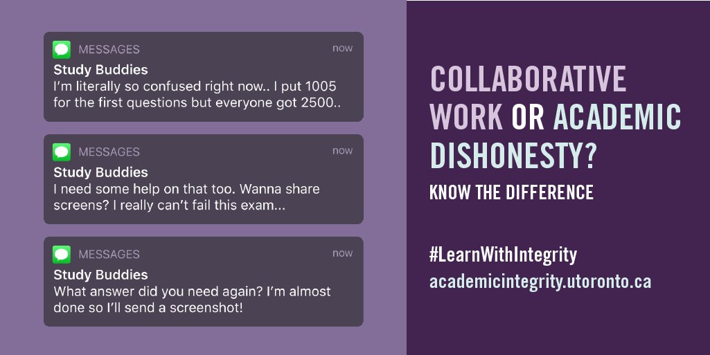 ArtSciRegistrar's tweet photo. ✔️Studying for finals with a friend can be a key to success.
❌Helping each other during the final isn’t.

Know the difference and share your questions and ideas BEFORE the exam.
 Visit https://t.co/odzCgjjmUP for moreinformation! #LearnWithIntegrity https://t.co/HUqek1VG06