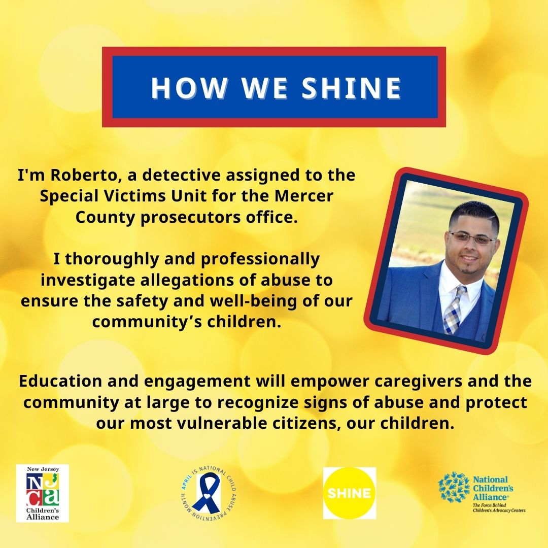 njcainc's tweet photo. Roberto is one of the dedicated SVU detectives who conduct child forensic interviews and investigate child abuse cases. His work helps child abuse victims can begin their healing right away, and are given the best chance for justice.
#HowWeSHINE #ChildAbusePreventionMonth #NJCA https://t.co/ABQUUGzRuq