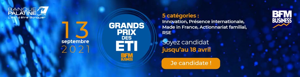 Vous êtes une entreprise avec un chiffre d'affaires entre 15 et 500 millions € ? Candidatez aux Grands Prix des #ETI sur <a href="/bfmbusiness/">BFM Business</a>, en partenariat avec la Banque Palatine ? Candidatez avant le 18 avril lnkd.in/d-MD2PU <a href="/M__ETI/">Mouvement des #ETI</a> <a href="/ClubIle/">Club ETI île-de-France</a>