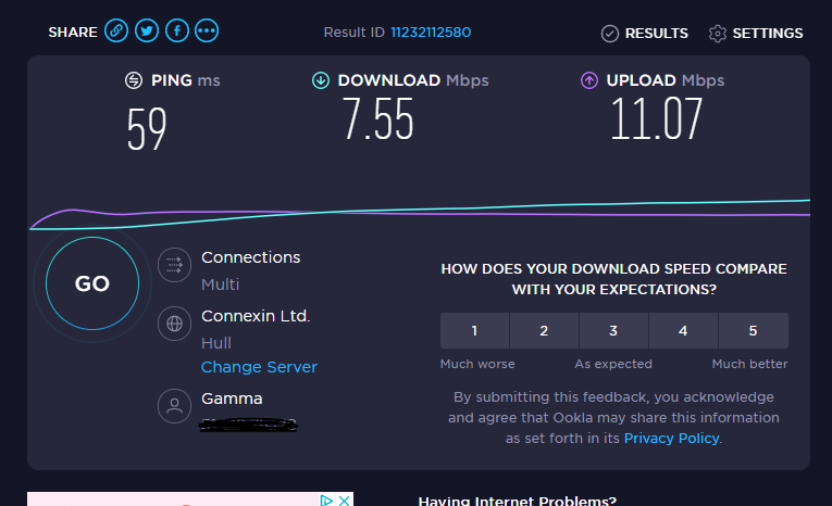 markyp31's tweet photo. @virginmedia Thanks for my 600Mbps broadband.  Absolutely flying.  At least it's working for a change! https://t.co/4jX5aJiDoH