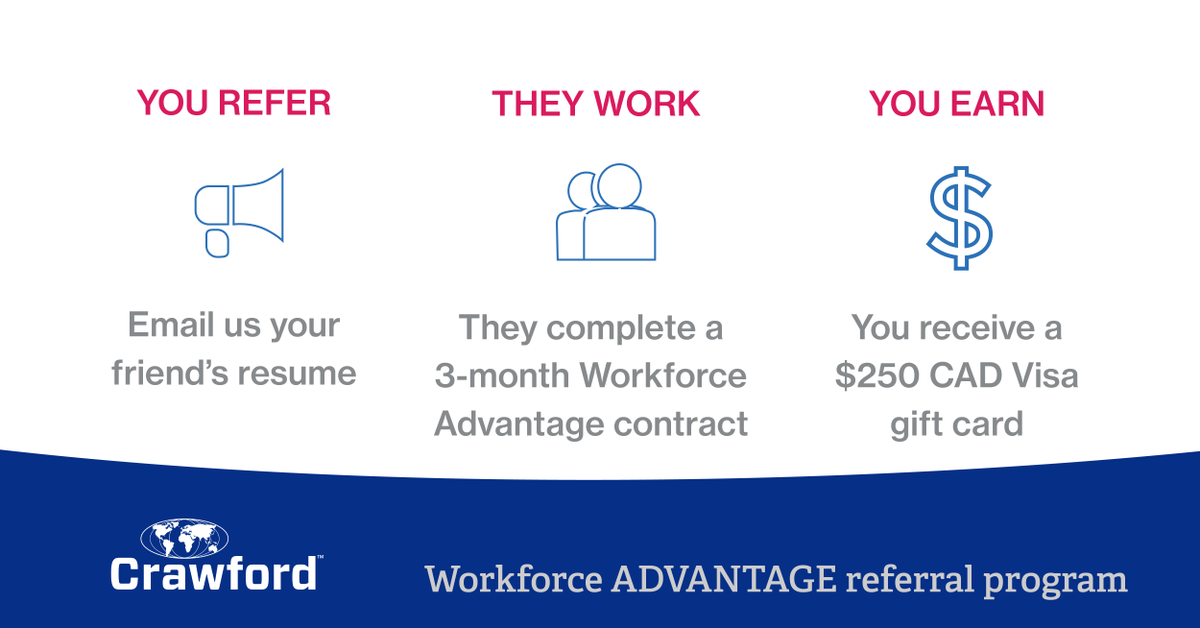 Refer a claims professional to <a href="/CrawfordWFA/">Workforce ADVANTAGE</a> and you can earn a $250 CAD gift card. #CrawfordWorkforce
For more details email WorkforceAdvantage@crawco.ca
spark.adobe.com/video/rkuFFNmj…