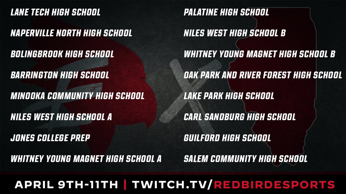 We've got some incredible Illinois High Schools represented in our first Redbird Esports High School Invitational.  We are excited to showcase these students on the rift this weekend😤🐦