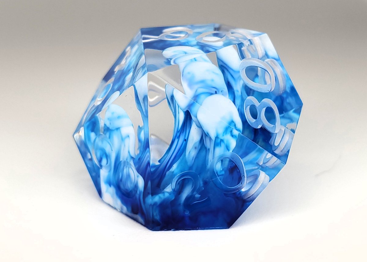 Delirium_dice's tweet photo. HELP! I have no idea what to name this set! There are a few directions I could go, but I am indecisive and am open to suggestions. 😊 

WIP. Unsanded and uninked.

#dice #diceporn #dnd #resinart #handmadedice #criticalrole #ttrpg https://t.co/A8EGXkVCzC