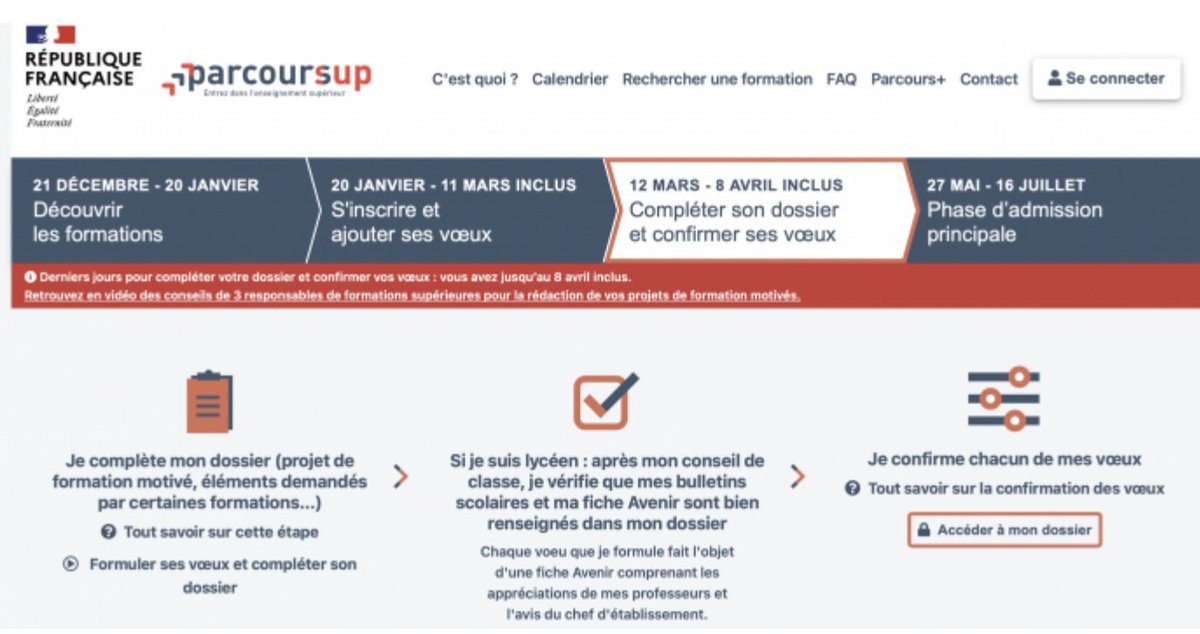 e_orientations's tweet photo. #Terminale #parcoursup2021 #bac2021

Vous êtes inscrit(e) sur @parcoursup_info ?

Plus que quelques heures pour - entre autres - confirmer vos voeux !

Découvrez les cinq choses à faire avant ce soir 23h59 (heure de Paris)

➡

https://t.co/HAUMgHaXeV https://t.co/dnCkdJHN8g