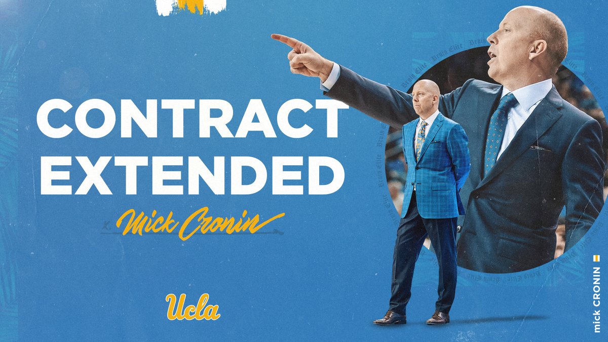 "I love being at UCLA. The commitment from our players over the past two seasons has been rewarding."

<a href="/CoachMickCronin/">Mick Cronin</a> has signed a two-year contract extension at <a href="/UCLA/">UCLA</a>.

DETAILS: ucla.in/3wGIdlQ