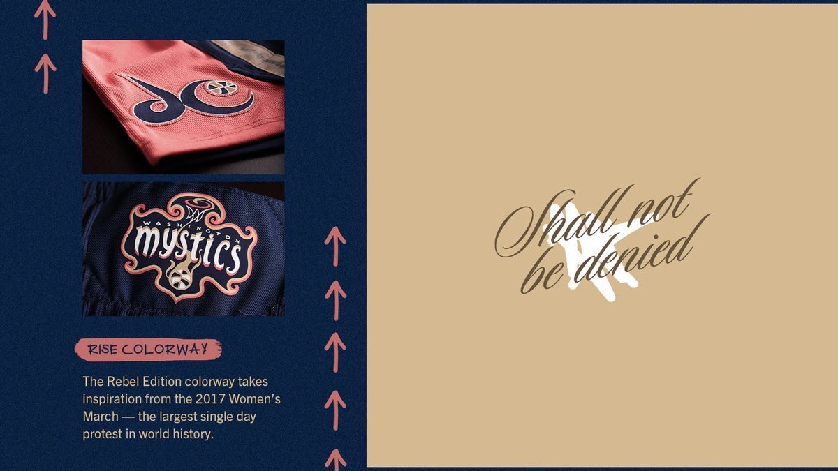 NickDePaula's tweet photo. Update: The Mystics’ “Rebel” jersey tells the story of women’s rights efforts throughout history, from the 19th Amendment, to the 2017 Women’s March and the ongoing work ahead.

Team acknowledges the fight that continued for Black women after passage of 19th Amendment in 1920. https://t.co/ai23YmYSfV