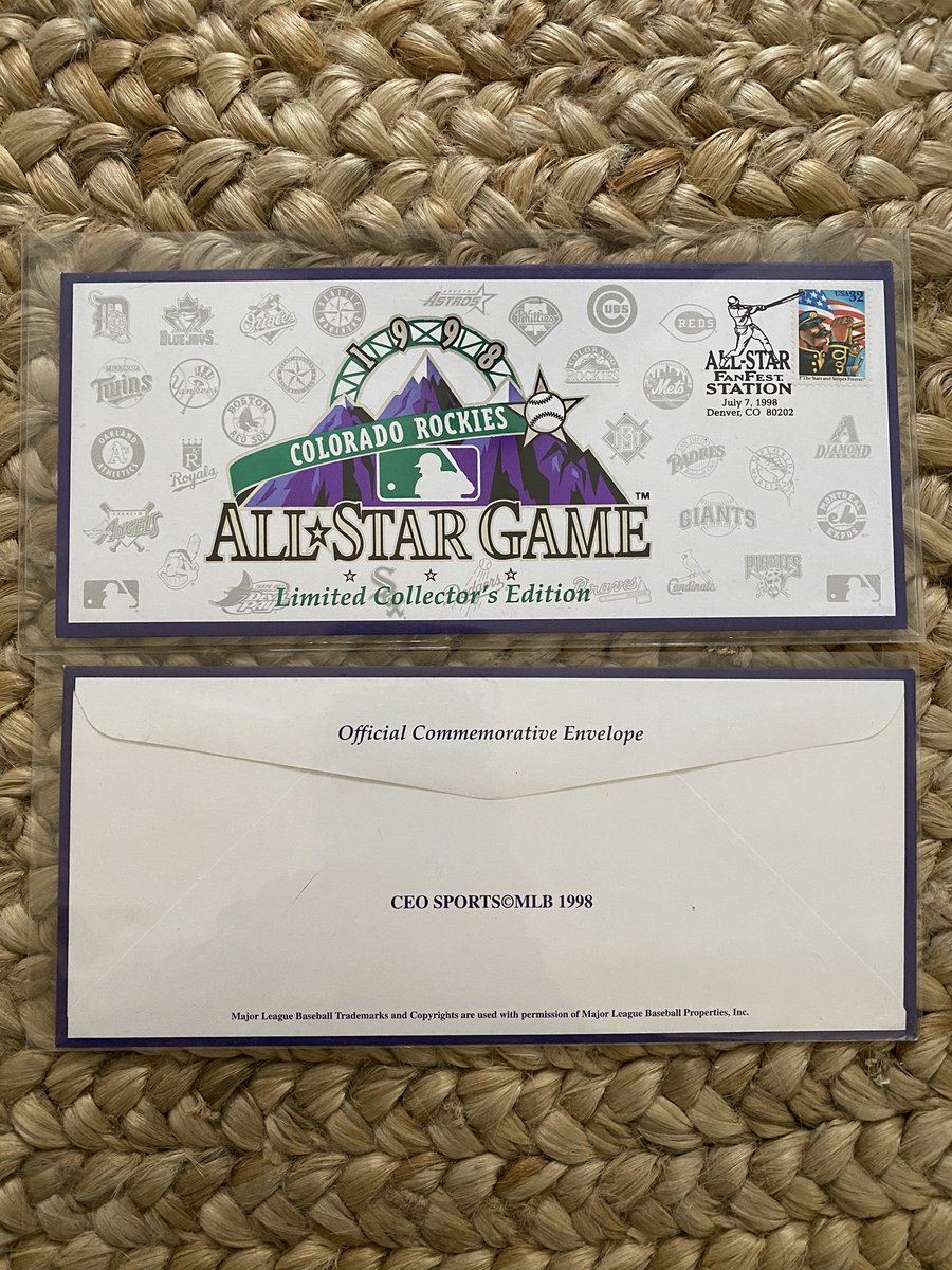 LoveTheRox's tweet photo. Anyone want a commemorative mint-condition 1998 All-Star Game envelope to add to their Rockies memorabilia collection? I have two to give away! Simply like or RT for a chance to win. Winners drawn on Saturday! https://t.co/yo0InXDqyh