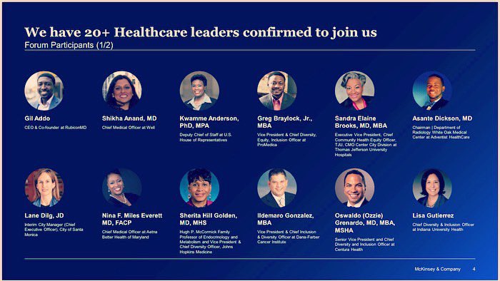 AsanteDicksonMD's tweet image. Tonight I join a group of passionate professionals in this important @mckinseyco #healthcareroundtable to discuss #healthcareequity and #systemoptimization