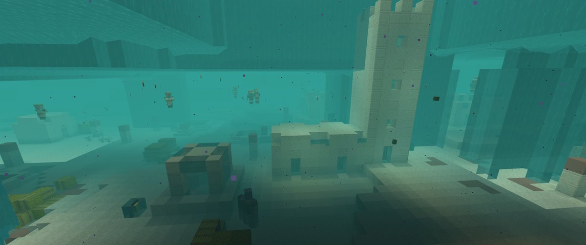 agentms_'s tweet image. There's a reason I use the Bedrock water coloring even though I'm primarily a Java player, and that's because it's so much better! The left is a flooded desert village with Bedrock water fog, and the right is Java. A world of difference.