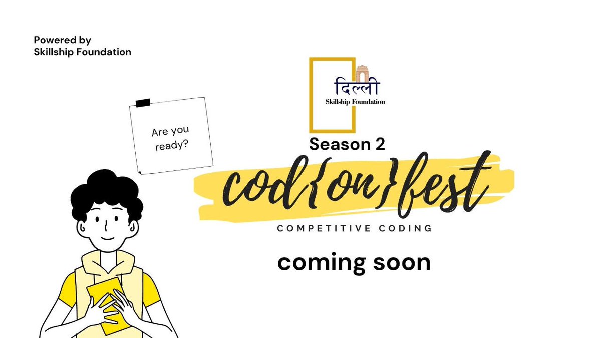 SkillshipF's tweet image. Get ready for the season 2
#codonfest #Season2 #competitivecoding #Coding #delhi #skillshipfoundation