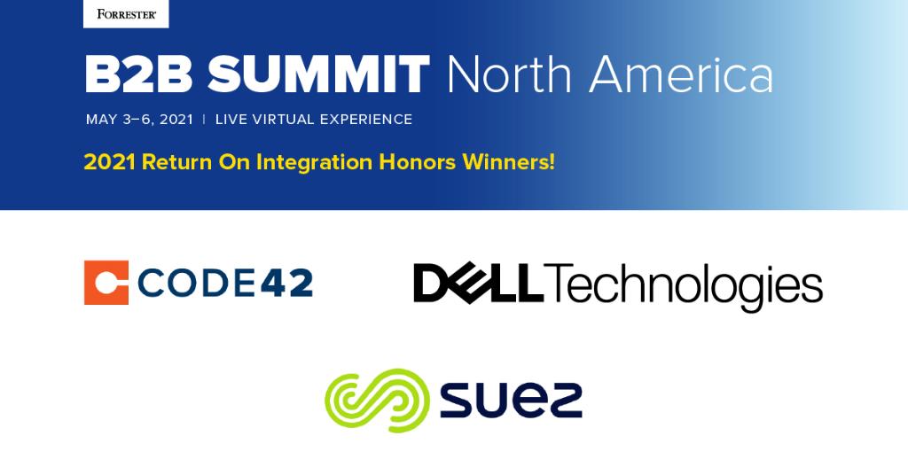 Join us in congratulating our Return on Integration Honors winners: <a href="/code42/">Code42 (acquired by Mimecast)</a>, <a href="/DellTech/">Dell Technologies</a>, and <a href="/suez/">SUEZ</a>! Hear their success stories at #ForrB2BSummit: forr.com/2Q93YKA