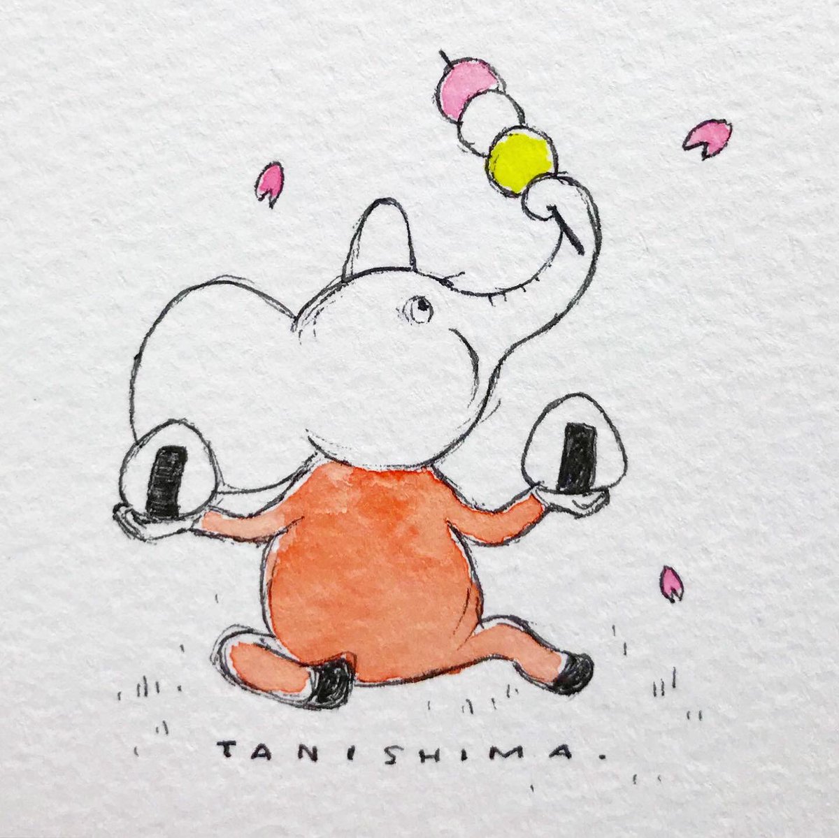 tanishima_tweet's tweet photo. 来年こそは、安心してお花見できるかな。
#ゾウ #三色団子
#elefant #cherryblossomviewing #hanamidango
#谷縞 #イラスト #キャラクター #アート
#ペン画 #ボールペン #水彩
#tanishima #drawing #pendrawing #illustration #art
#ballpen #pilotballpen #hitecc #watercolor https://t.co/4X656jFuau