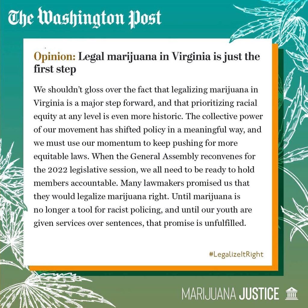 thcjusticenow's tweet photo. “Legal marijuana in Virginia is just the first step”. 

It is fun to celebrate but it is important that we know we are only at the bottom of the first step. We have a long way to go til we reach the top of the stairs. #legalizeitright 

https://t.co/qbwKcnwFOT https://t.co/c5taWODqUq