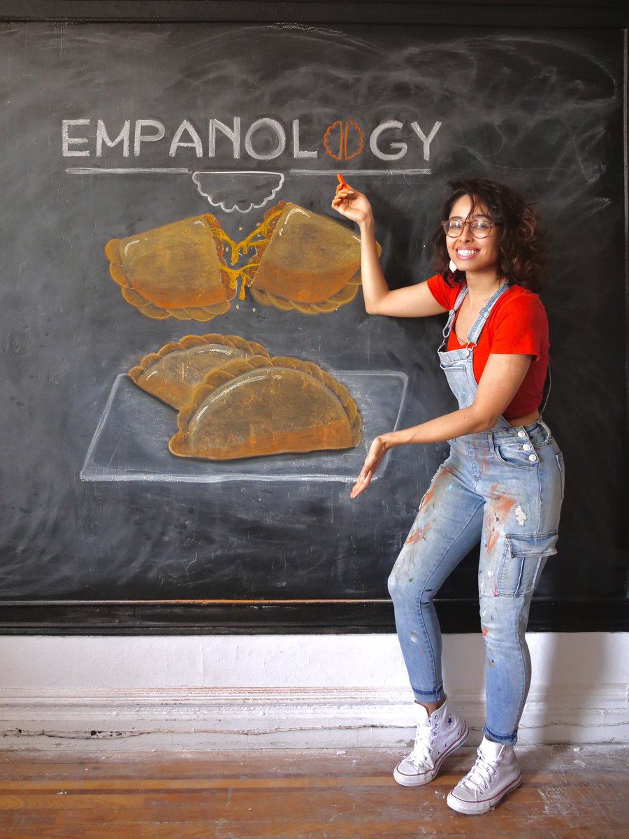 MariaVezee's tweet photo. 😋 There’s NADA like EMPANADA! 🤤 🎉 Happy National Empanada Day! 🎉 #ChalkMural #ChalkMuralist #NFTartist in the making ✨ https://t.co/wsu9HM3brj