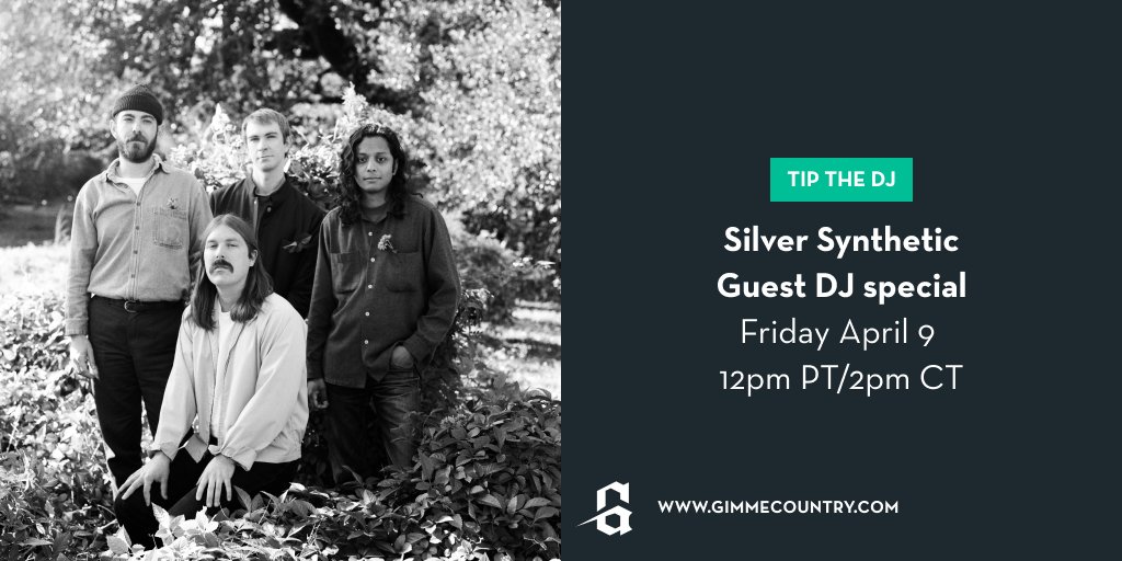 GimmeCountry's tweet photo. Tomorrow! #SilverSynthetic’s laid-backness is good for the spirit, and your ears. Don’t miss their Guest DJ Special TOMORROW for some genuine rock & roll, country tunes, and much more! Plus! Don't forget to say hi in the LIVE CHAT and #tiptheDJ: https://t.co/3huGoZ6xq6 https://t.co/pkWYeIvCG4