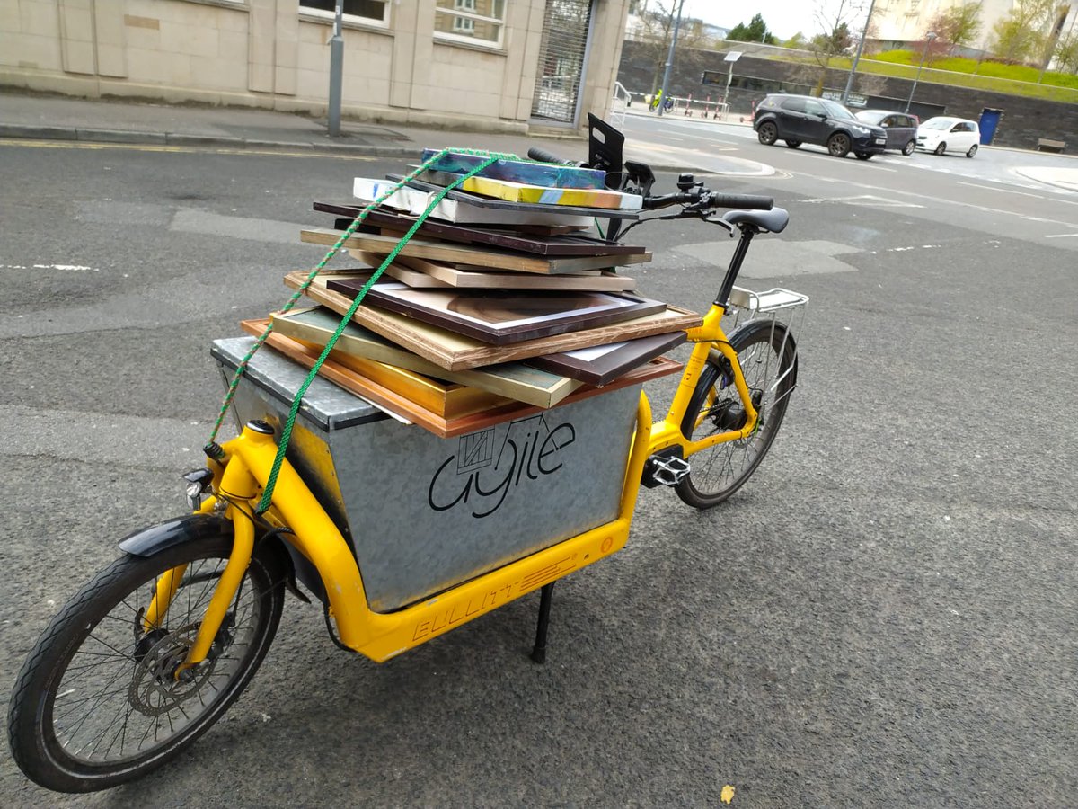 AgileLiverpool's tweet photo. When they became the custodians of a load of paintings when their owner died suddenly, these 2 decided to make a movie of their attempts to get them back to the artists.
We couldn't say No when they asked could they do it by cargo bike. https://t.co/NHL82JzlSl