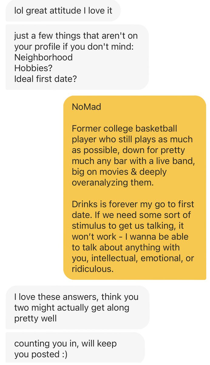 When I agreed to be part of it, her friends asked me a few questions in Bumble - I tried to give dating-show-style answers that were still accurate.So they had that + my Bumble to make a slide about me. Apparently they didn’t social creep me, either!