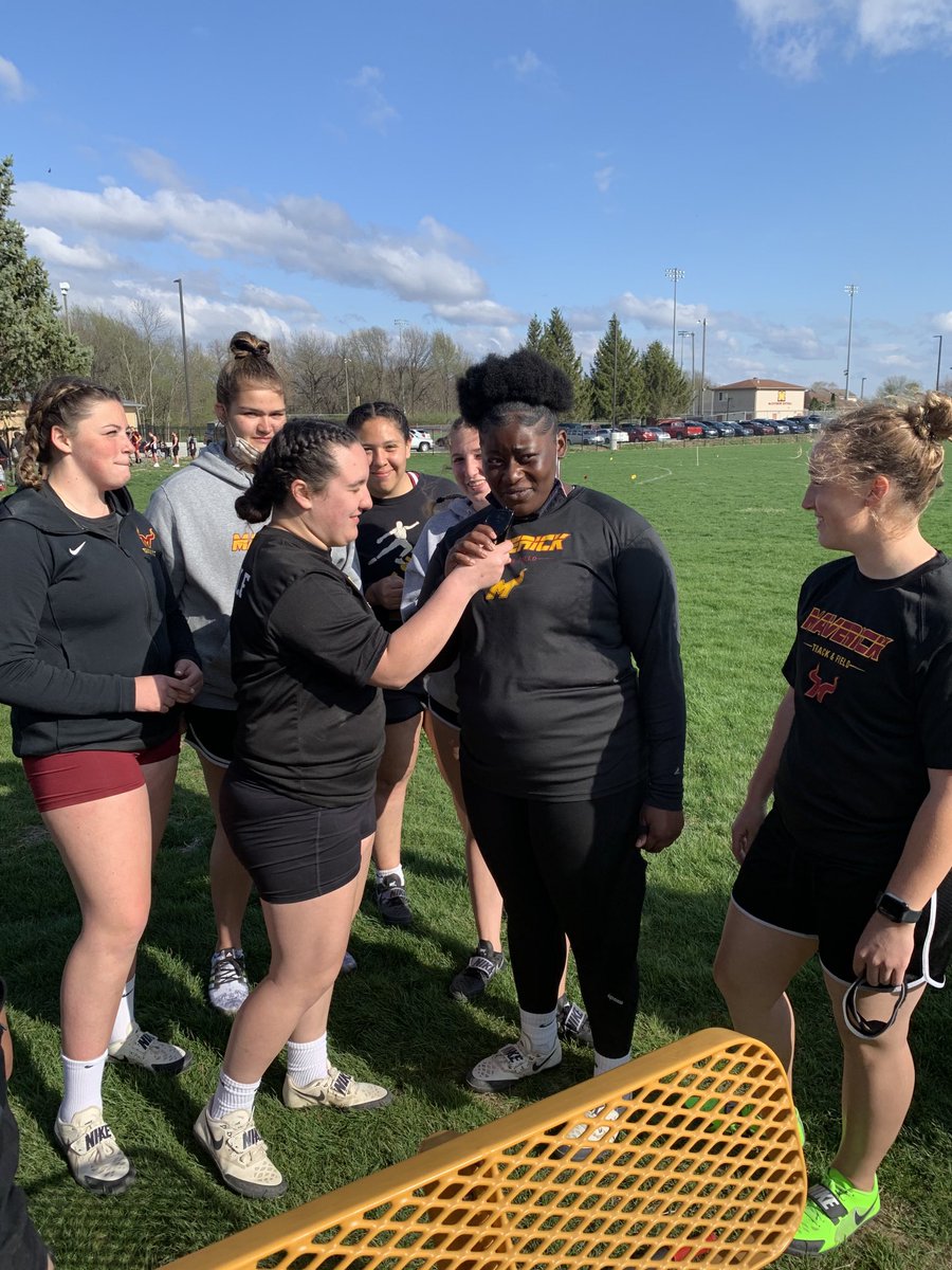 mccutcheonmavs's tweet photo. Dimpewolf is seen here interviewing our new shot put record holder Ikeava Bryant - 43’31/4”!!! https://t.co/01FuEfzfSy