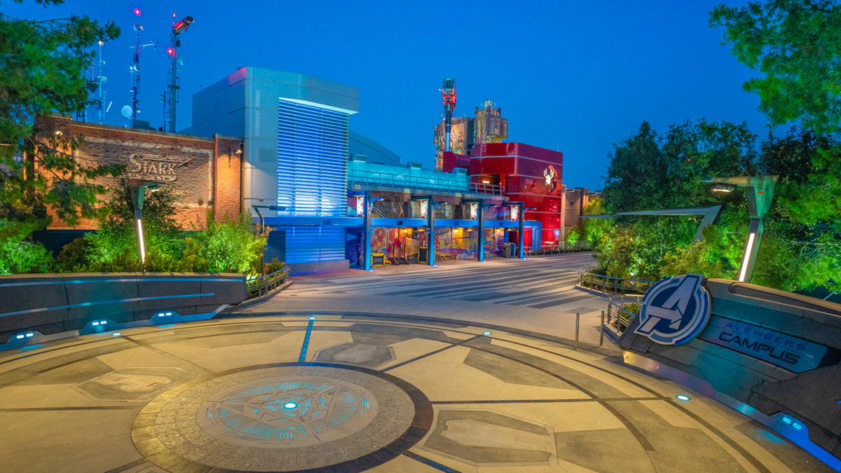 Disney's tweet photo. Here is your first look inside Avengers Campus at Disney California Adventure park, opening June 4 to California Residents at the @Disneyland Resort! More details on the @DisneyParks Blog: https://t.co/ffjUZvWteq #HeroesAssemble https://t.co/mjJAq1fVgq