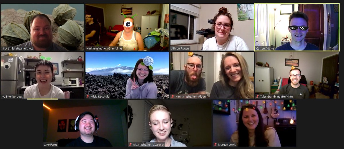 UTKGeoclub's tweet photo. Last night we played a rousing game of Zoom Geopardy, complete with GeoWhammys, team shenanigans and some excellent dated figures. Team "Phyllo Silly Kidzz" faced off against "Indecisive Geos" in what will go down as rousing team bonding experience! #geovols https://t.co/PMF4451VeQ