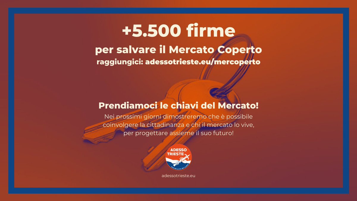 5.500 firme perché il #Mercatocoperto a #Trieste sia sempre più un luogo di #tradizioni, #culture e specialità. Non una struttura in mano alla #GDO ma una realtà gestita da una rete tra piccole imprese, associazioni ed enti del territorio. 
Firma su: adessotrieste.eu/mercoperto