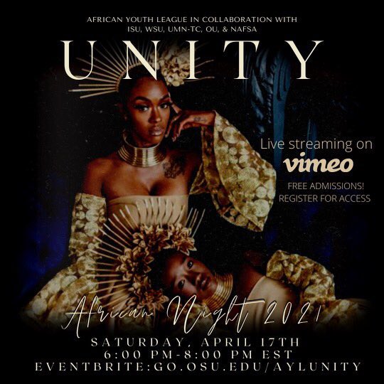 bosufeed's tweet photo. African Night 2021! ⚫️✨

This year’s African night will be: 

Saturday, April 17th from 6-8pm! 

#BOSU, let's come together to enjoy and support this free virtual event celebrating Africa + other enjoyment!

Register here:
https://t.co/Hy93RGr6TB https://t.co/NCrLWx5h9Z