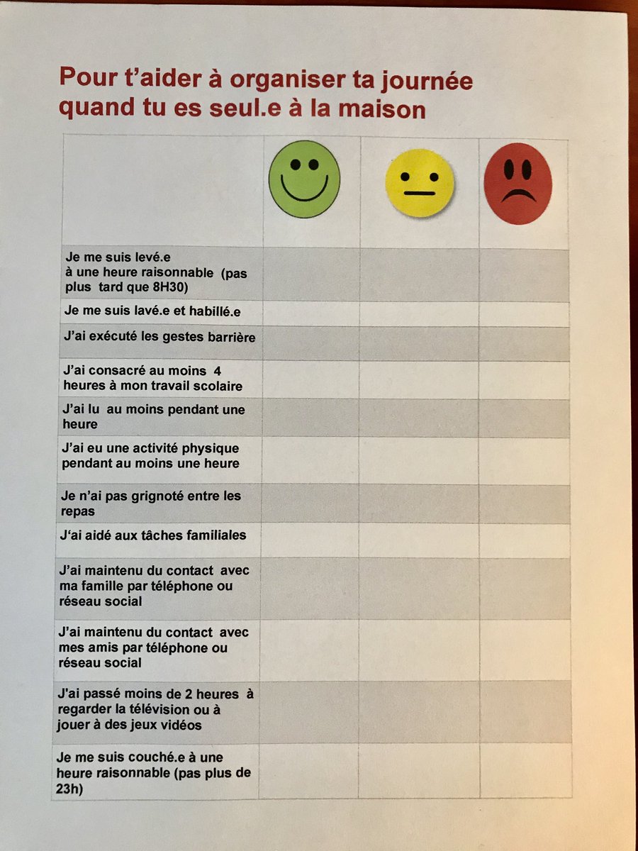 isafil's tweet photo. La petite feuille de route que j’avais élaborée l’année dernière pour les collégiens qui se retrouvent seuls à la maison pourrait encore peut-être servir pour les  prochaines trois semaines 👍 https://t.co/3f7n7BdZMH