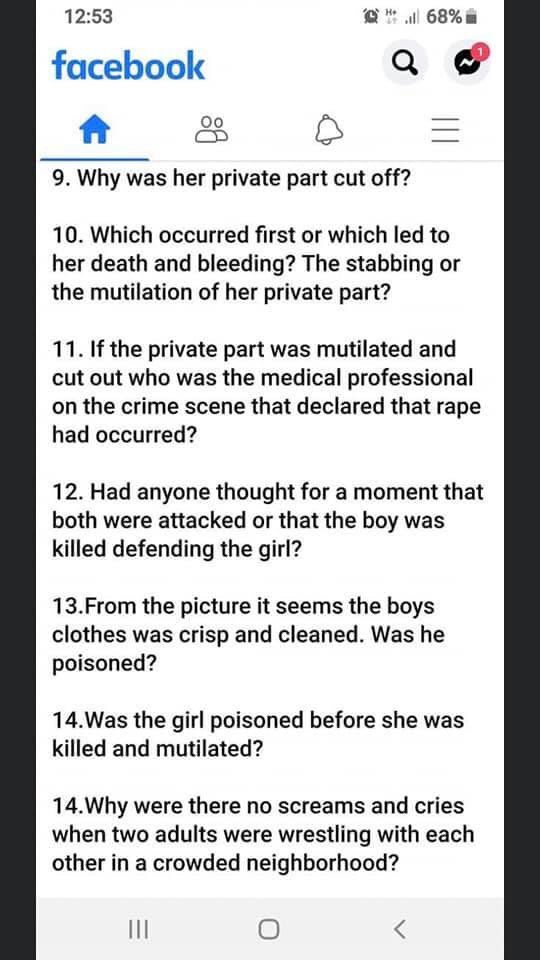muhammed_hydara's tweet photo. Million dollar-questions regarding Marie murder case 🤔. 
#LetJusticeGuideOurAction 
#Gambia https://t.co/uUHwMyeunM