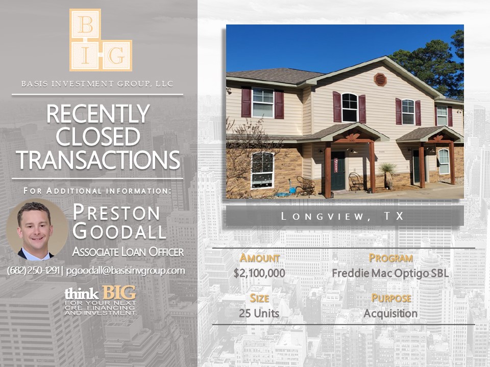 BasisInvGroup's tweet photo. Another successful transaction from the Basis Multifamily Team! https://t.co/qVIFMMtjDr