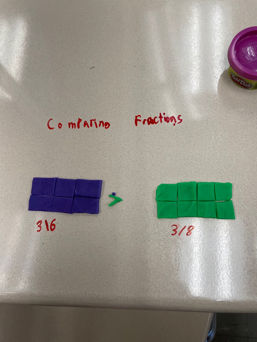 MsElFayoumy's tweet photo. We had a blast comparing fractions with Playdoh and playing Fraction Bingo! @JohnnycakeElem https://t.co/MNyVYjD8Ld