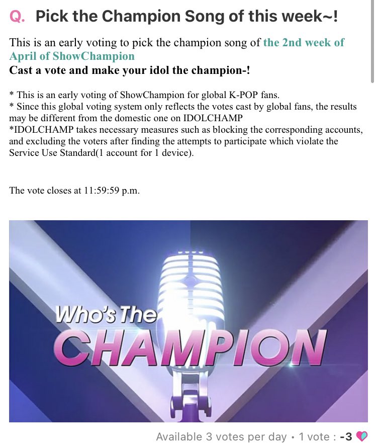 theyearofASTRO's tweet photo. 📢¡AROHA! No se olviden de votar por #ASTRO en Idol Champ, pueden dejar 3 votos diarios, finaliza el 11 de este mes👇🏼

🖇 https://t.co/LnZkzFgNRX 

@offclASTRO https://t.co/kWFcLWeInb